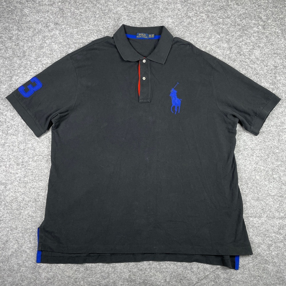 Polo Ralph Lauren Polo Shirt Mens 2XB Black Big Pony Short Sleeve Big & Tall
